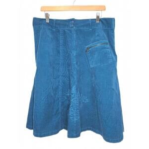 Additional Elle Embroidered Blue Micro-Corduroy A-Line 98 % Cotton Skirt Size 12